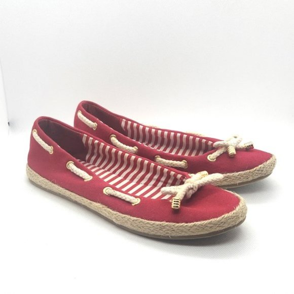 Chaps Red "Celia" Espadrilles Slip-On Shoes - Size 6B - Picture 2 of 10